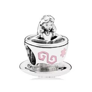 NWOT Disney Alice in Wonderland Alice in Teacup Charm Sterling Silver 925